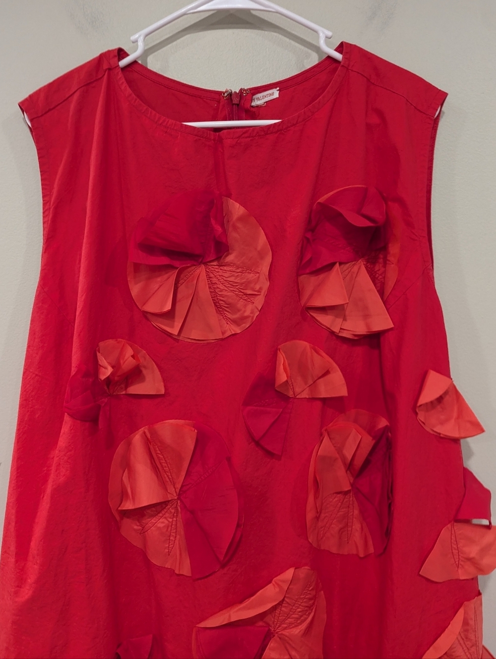 Frances Valentine Poplin Origami Flower Boatneck Sleeveless Midi Dress XL - Picture 3 of 8